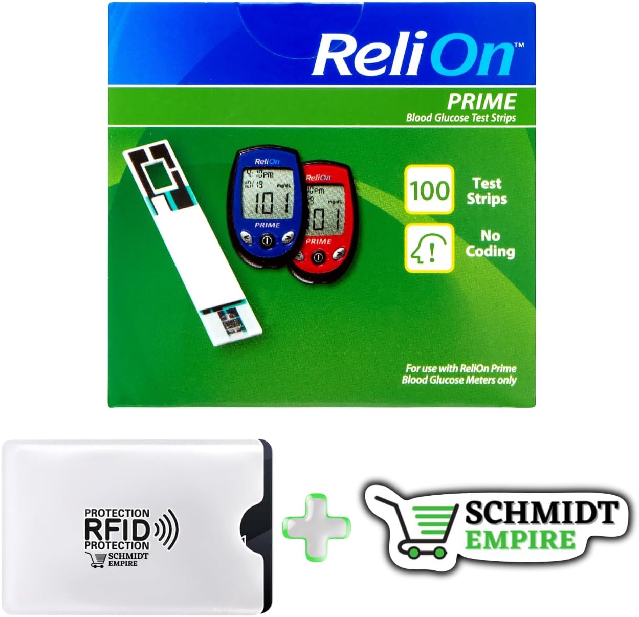 ReliOn Prime Blood Glucose Test Strips Diabetes, 100 Count