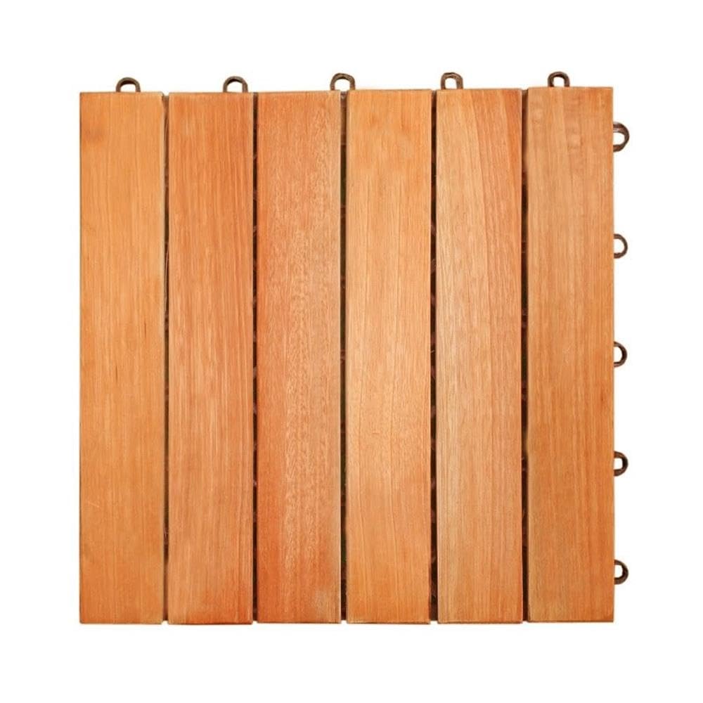 Dalle de terrasse en eucalyptus Vifah V169 clipsable marron de 30x30 cm