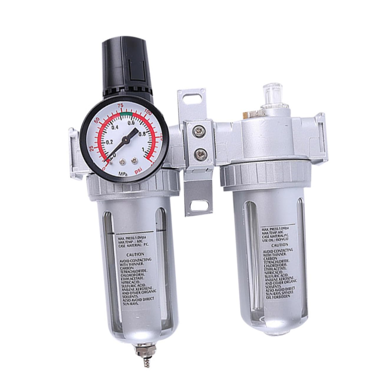 UKCOCO Regolatore Per Compressore d Aria Separatore -acqua Filtro Regolatore Scarico Automatico Controllo Pressione e Flusso Aria
