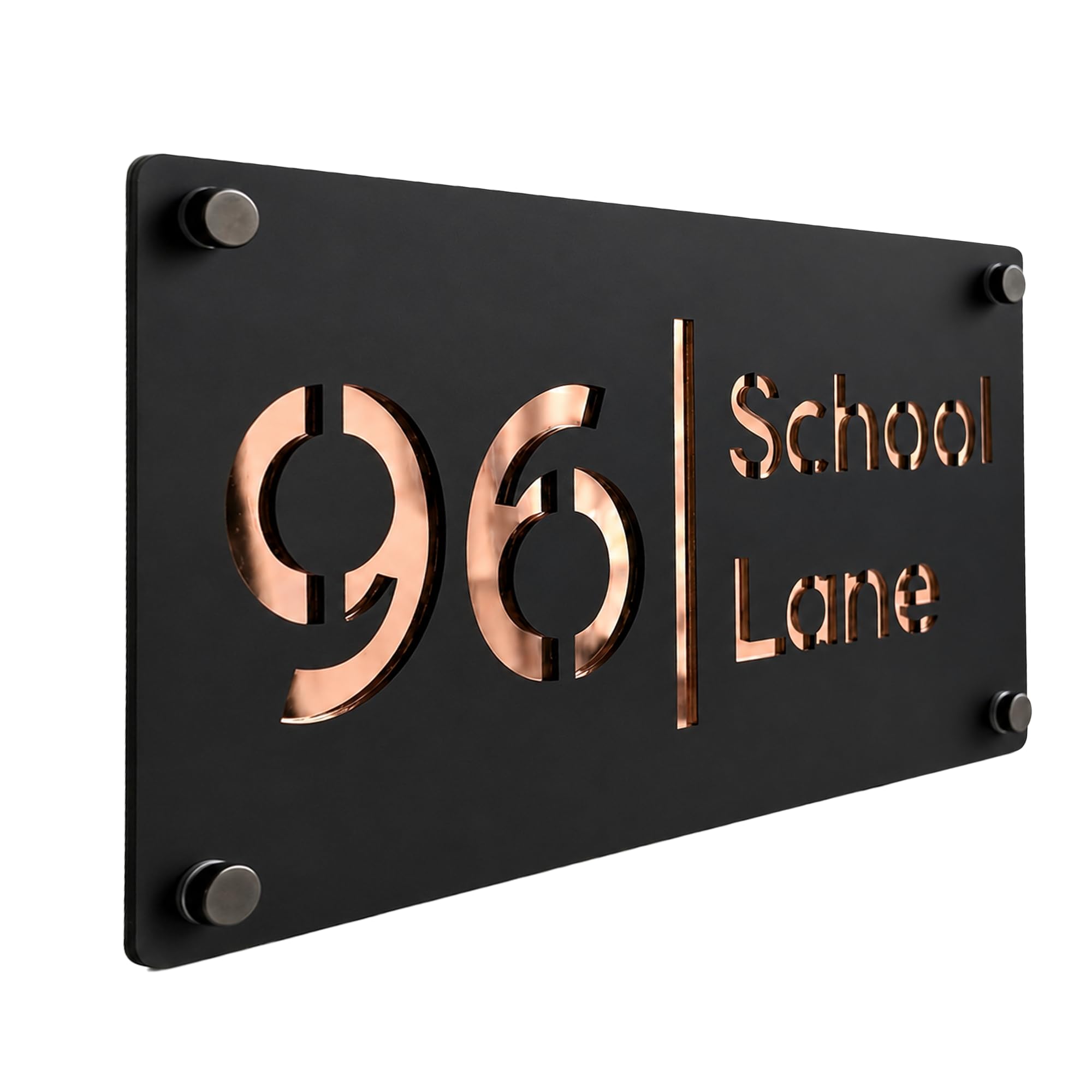 Housics 3D Acrylic House Number Sign, Mirror Door Plaque, Gold, 200x130mm