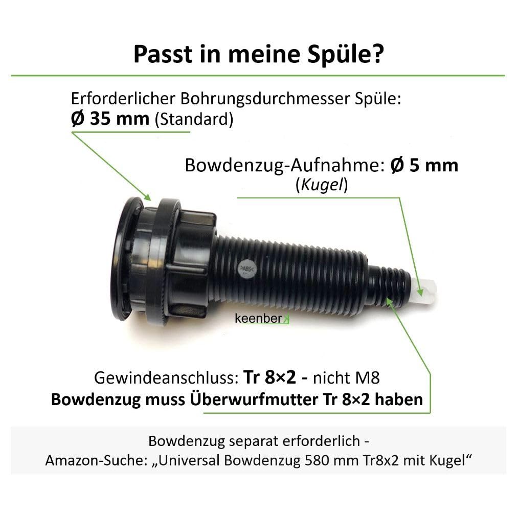 Set excentrique pour éviers de cuisine : embout pivotant Exenter et bouton pivotant – Pièces de rechange premium fabriquées en Allemagne