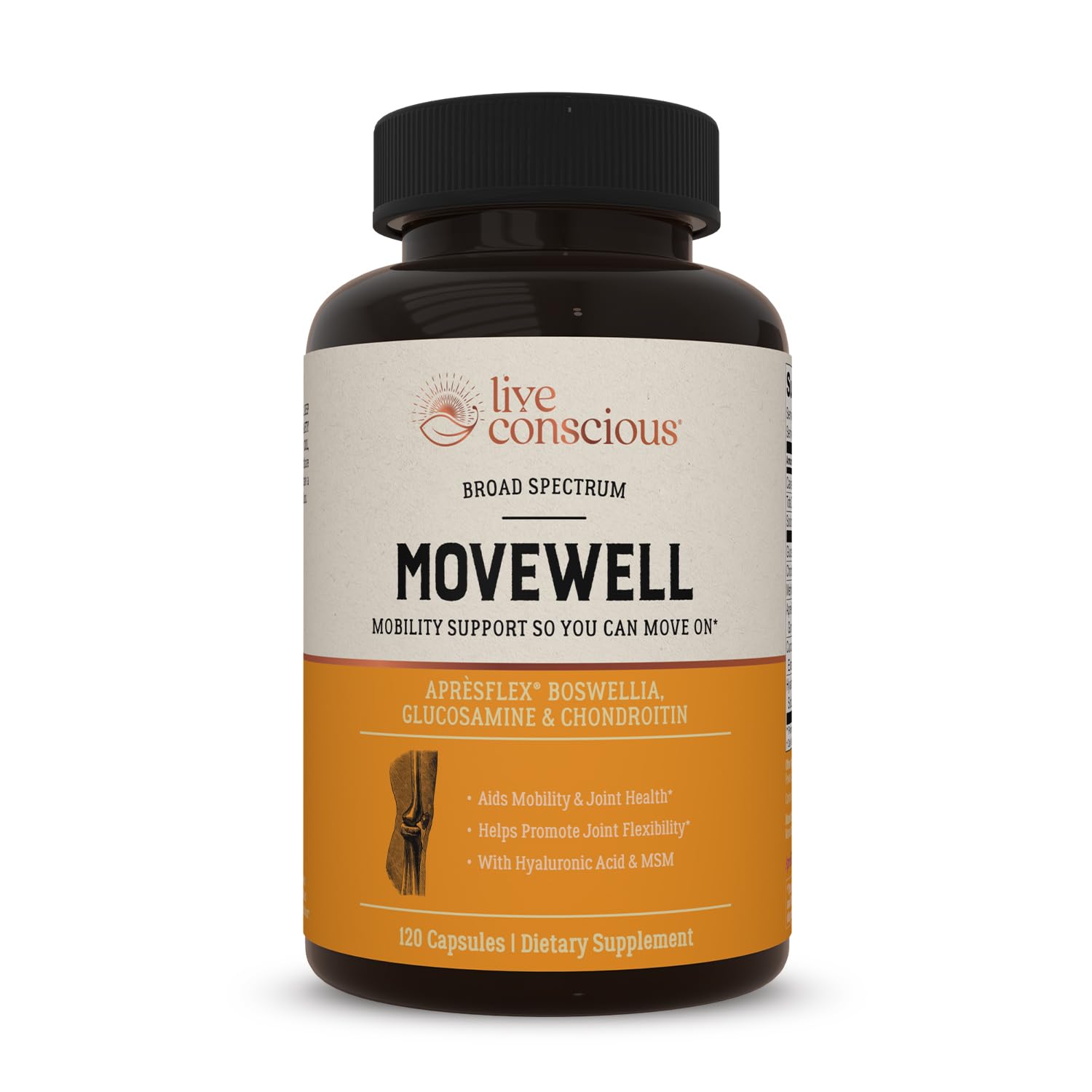 Live Conscious Glucosamine Chondroitin with MSM, Hyaluronic Acid, and More - MoveWell by LiveWell | Joint Health Supplement