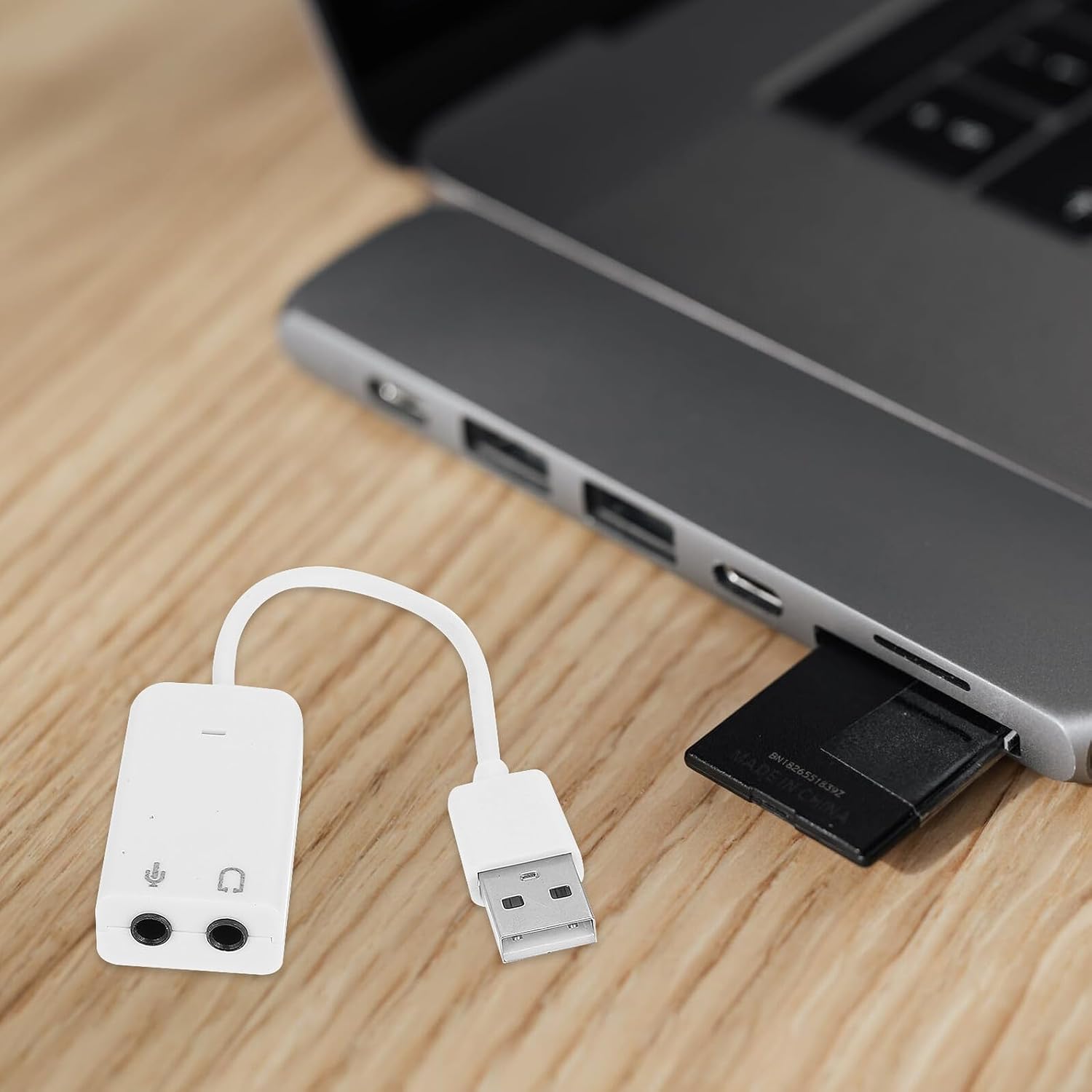 NOLITOY 2pcs USB External Sound Card Adapter with Microphone Input and Headphone Output Noise-reducing Plug and Play Audio Device for Laptop and Desktop Computers