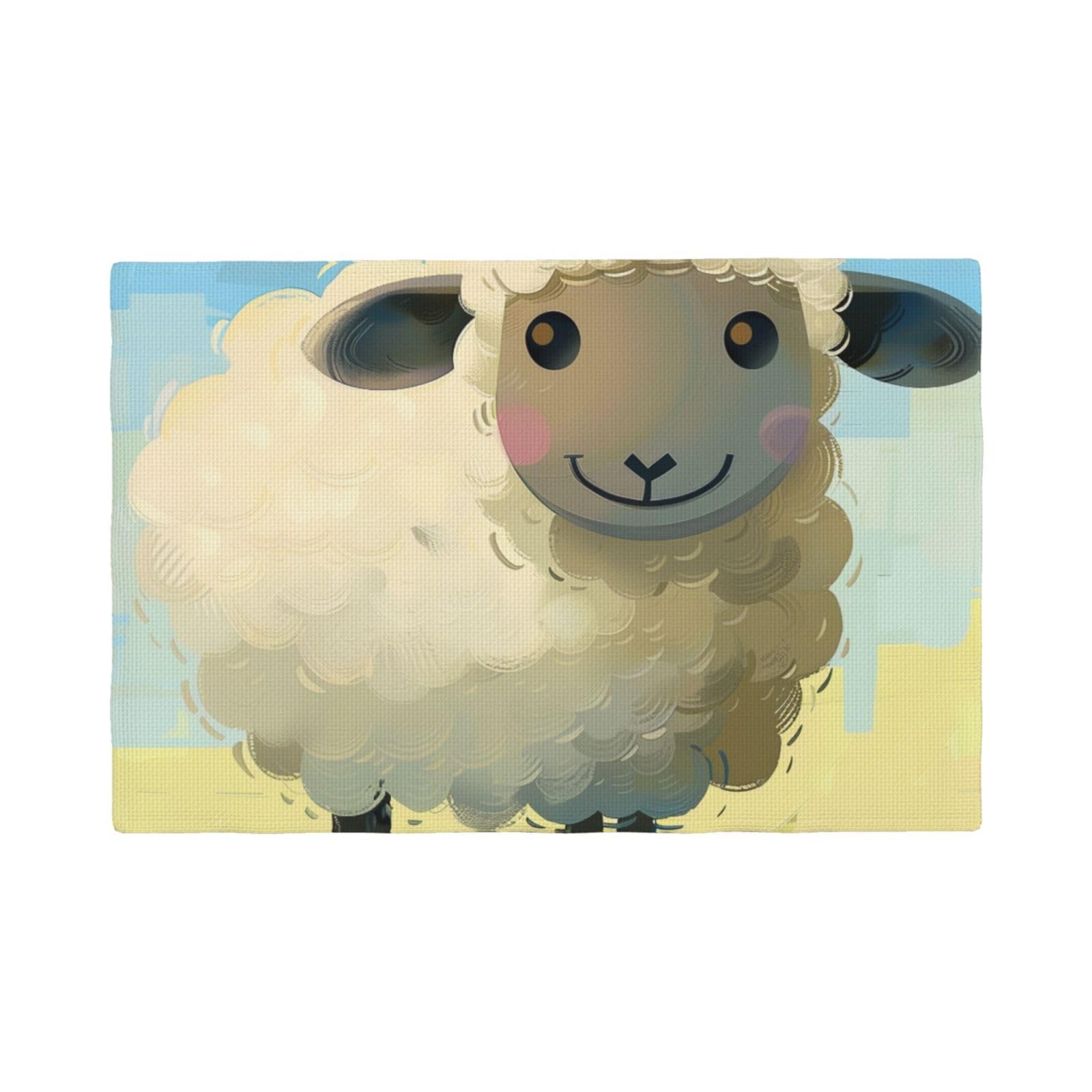 Sheep 1 Print Placemats Set, Heat Resistant Washable Placemat 12x18in Table Mats for Party Kitchen Dining Table Decoration Indoor Outdoor, Four Pieces