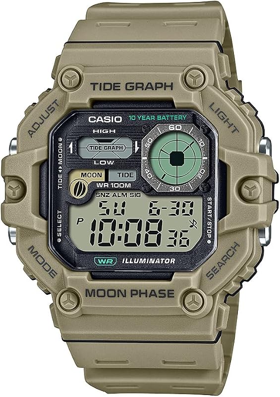 Reloj digital Casio Illuminator Tide Graph Fase lunar Batería de 10 años