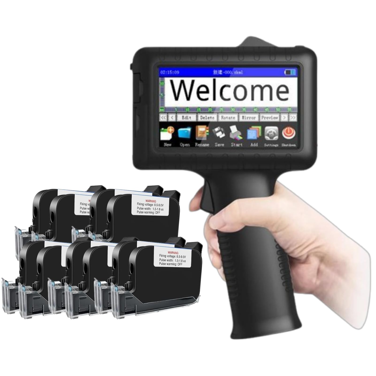 Stampante portatile portatile da 4,3 pollici, pistola per stampante a getto d'inchiostro portatile, modifica liberamente il contenuto, utilizzo per codice a barre,Machine+10inkcartridges