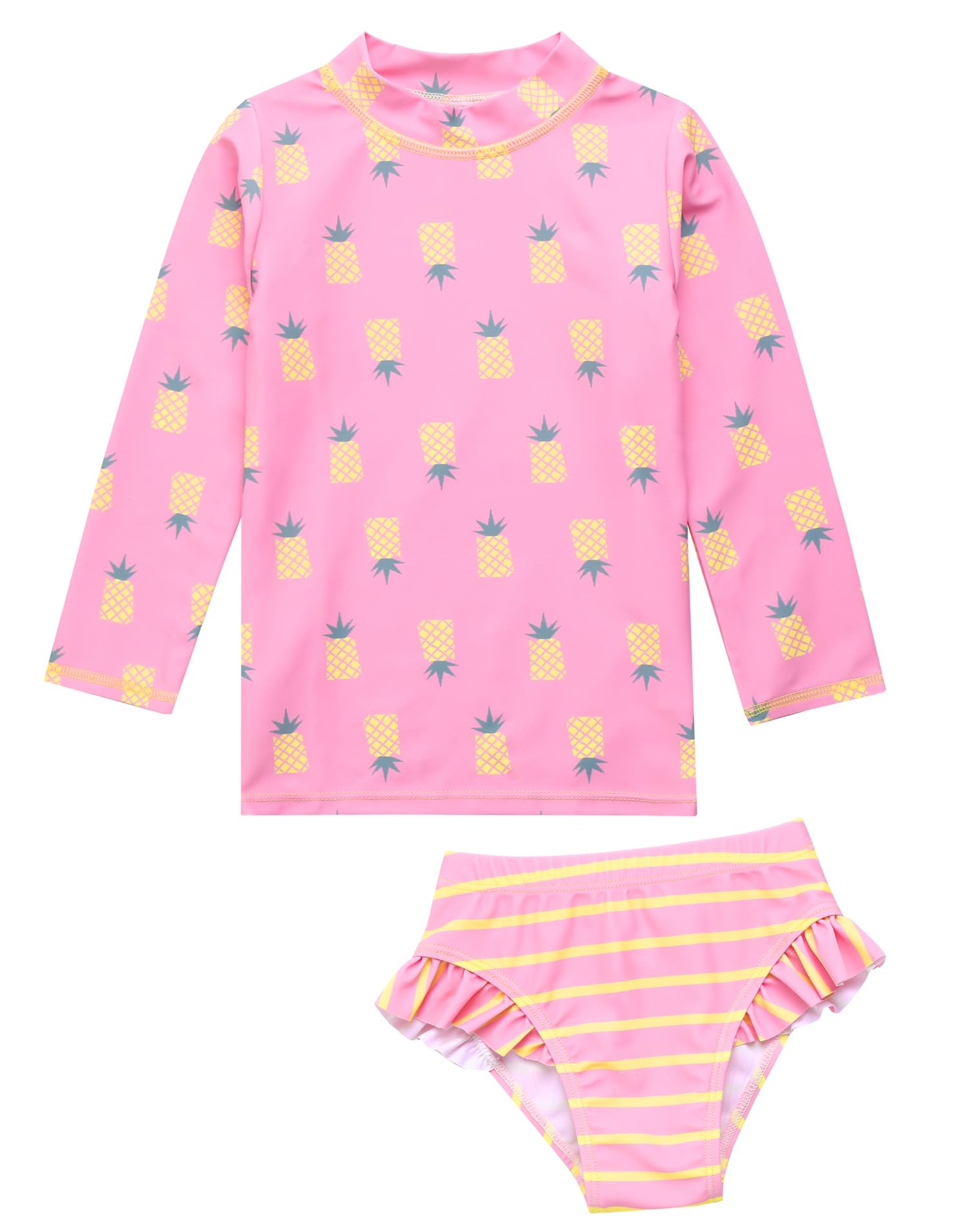 VAENAIT BABY Girls Rash Guard Swimsuit UPF 50+ Long Sleeve Toddler Bathing Suit Ribbon Stawberry Floral Fruit for 2~8Years
