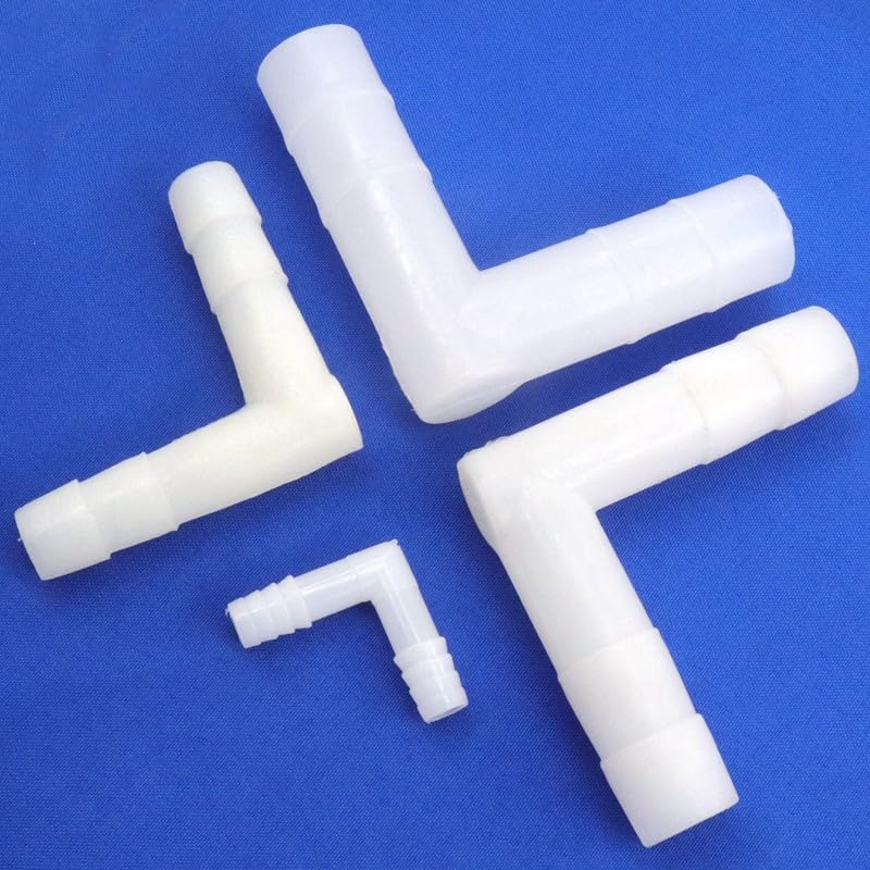 5pcs 10~25mm Plastic Barbed Equal Elbow Connectors Irrigation Pipe Fittings Aquarium Fish Tank Hose Aeration Hose Connector(16mm,100pcs)