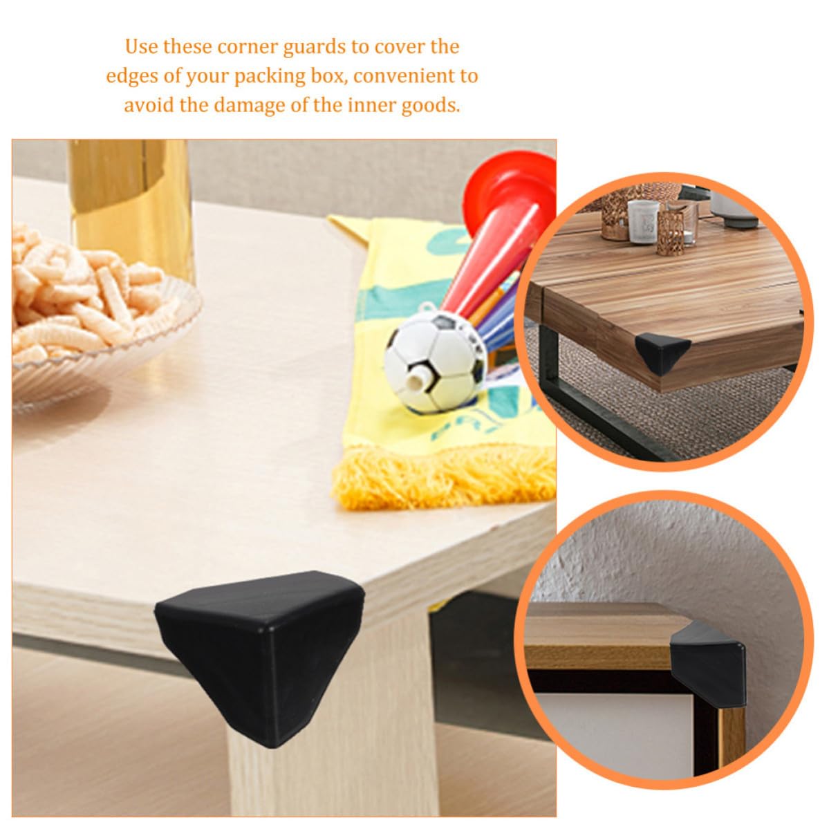 Plastique Noir Protection D'angle 100 Pièces pour Meubles et Portes