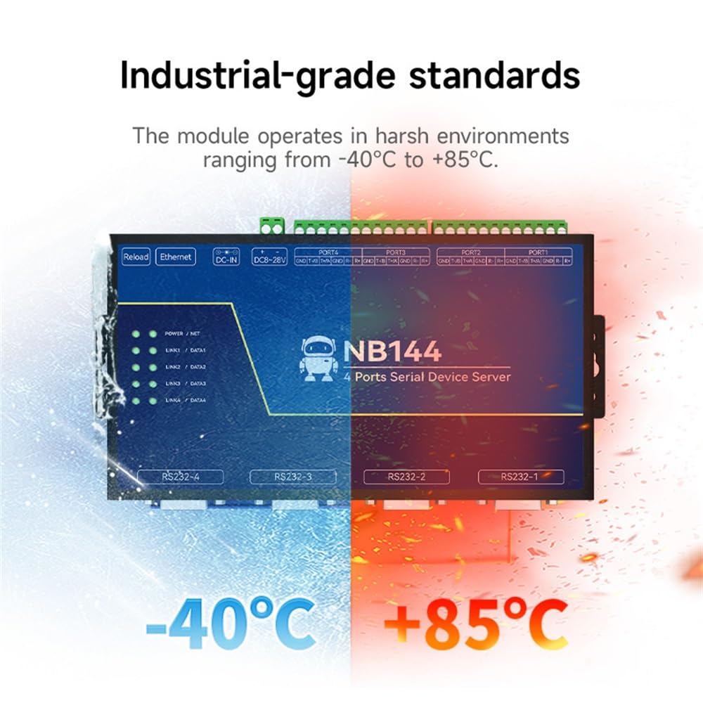 4-K RS485 RS232 RS422 auf Ethnernet Serial Server NB144-V2 Modbus UDP MQTT HTTP Gateway Watchdog Industriequalität (Isolated POE)