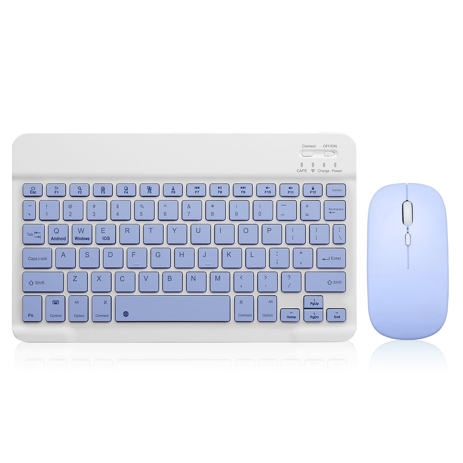 Bluetooth Keyboard and Mouse Combo Rechargeable Portable Wireless Keyboard Mouse Set for Apple iPad iPhone iOS 13 and Above Samsung Tablet Phone Smartphone Android Windows (10 inch Purple)-picture-28