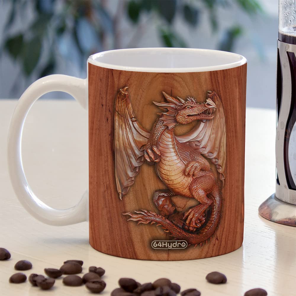Buy 64HYDRO 11oz Dragon Wooden Style Dragon Lover Ceramic Coffee
