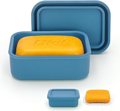 Estuche de jabón de viaje de silicona a prueba de fugas con capa de drenaje, contenedor de jabón portátil compacto, soporte de jabón inastillable