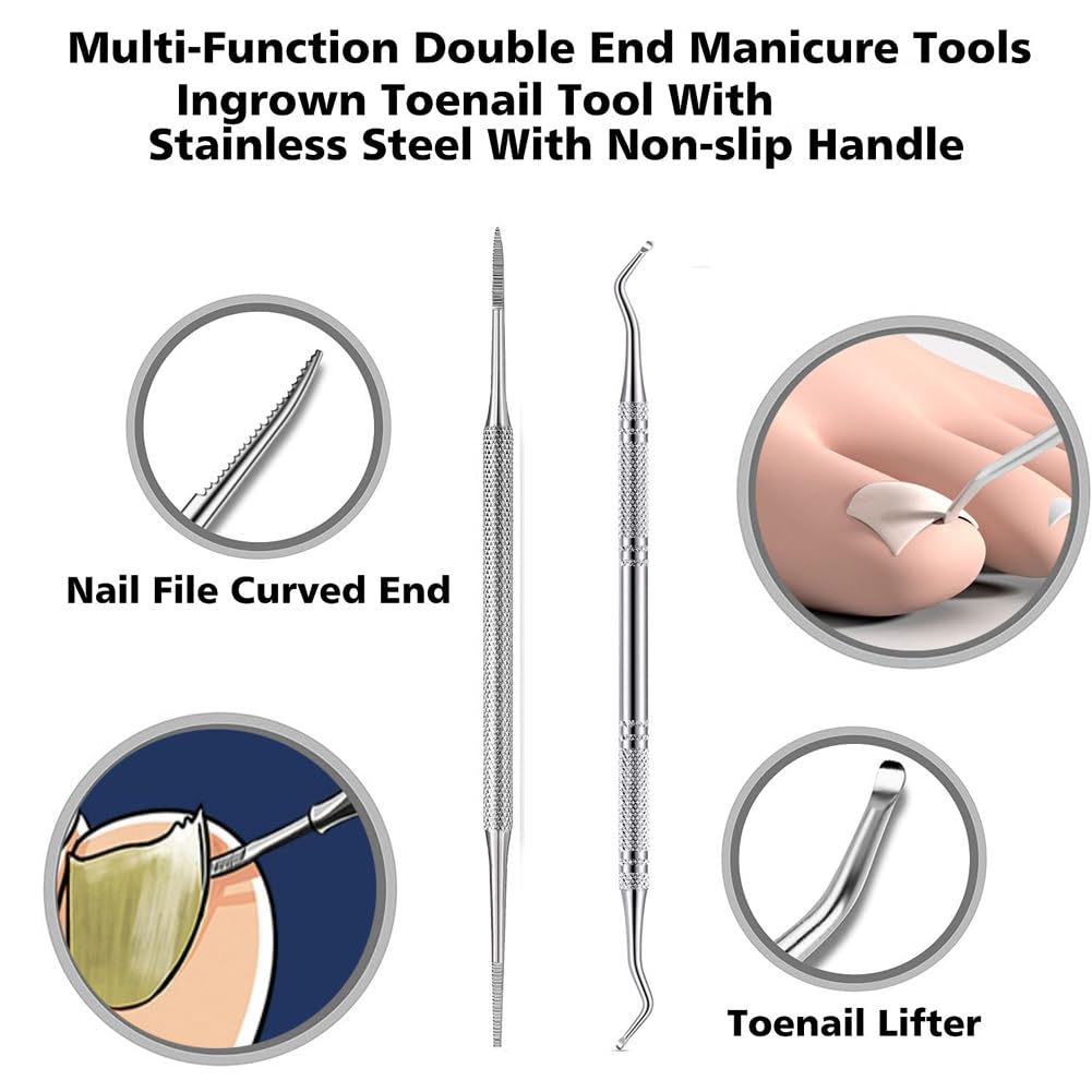 3 Piece Pedicure Tools for Feet Toenail Files and Lifter Stainless Steel Ingrown Toenail Removal for Nail Cleaning — view 4