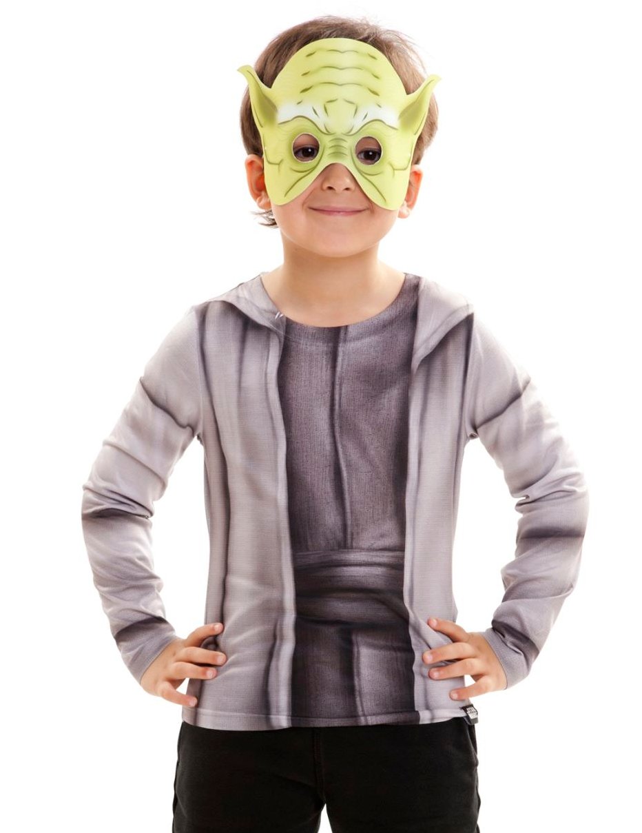 Viving Costumes 231044 Yoda Boy Long Sleeve T-Shirt, 4-6 Years, Multi Color, One Size