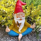 Gartenzwerg - Zen-Zwerg Statue - 23 cm hoch, handbemalter Rasenzwerg Figur für den Außenbereich oder als Hausdekoration