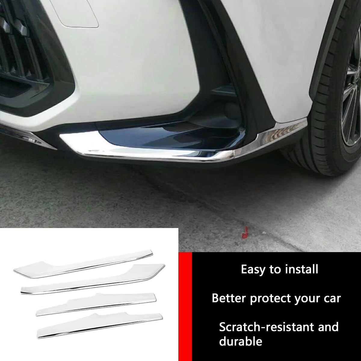 Car Accessories Front Bumper Corner Protection Cover Trims Compatible with Lexus NX 250 350 350h 450h+ 2026 2025 2024 2023 2022 (Glossy Silver) 4PCS Stainless Steel