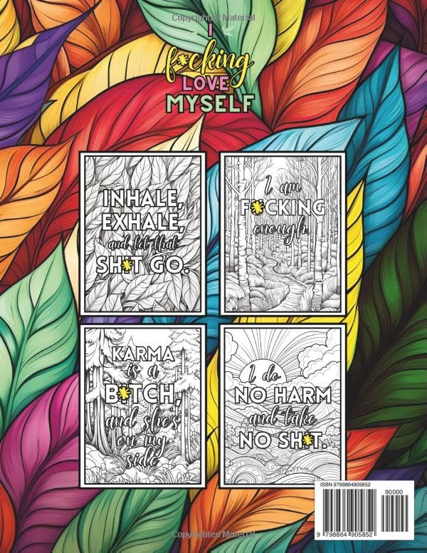 Vista 2 de Swear Word Adult Coloring Book I F*cking Love Myself Fun & Relaxing Sweary Affirmations Coloring Book