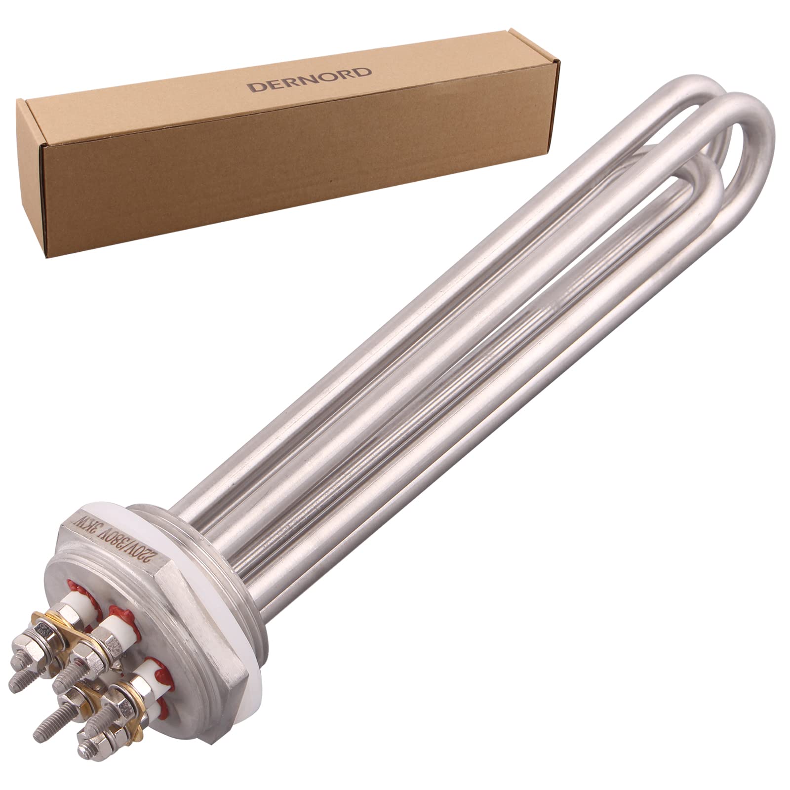 DERNORD 220V 3000W 1-1/2 Zoll Heizelement U Typ Elektrische Brühwasser Heizung BSP Gewinde Edelstahlflansch