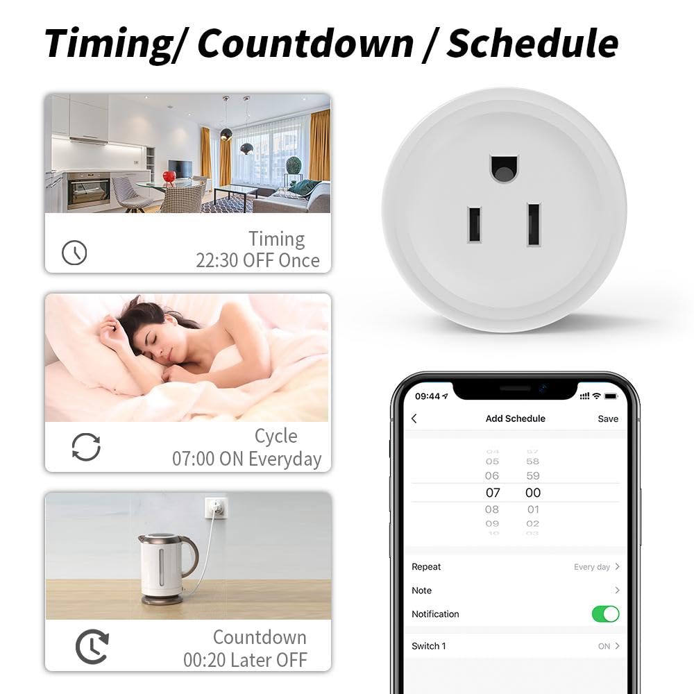 WiFi Smart Plug Smart Outlet Compatible with Alexa Google Home Timer Remote Control Smart Switch No Hub Required — view 6