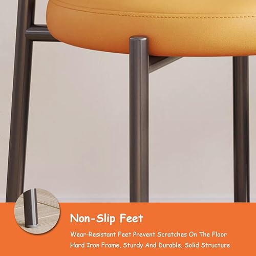 Miniatura 5 de Sillas de comedor de piel sintética, sillas modernas de mediados de siglo con respaldo de ratán tapizado cómodo silla lateral para el hogar, cocina,