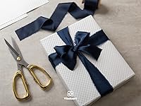 Vista 5 de Vitalizart - Cinta de satén de seda azul marino de 1-1/2 pulgadas x 15 yardas, cintas deshilachadas azul marino hechas a mano para envolver regalos