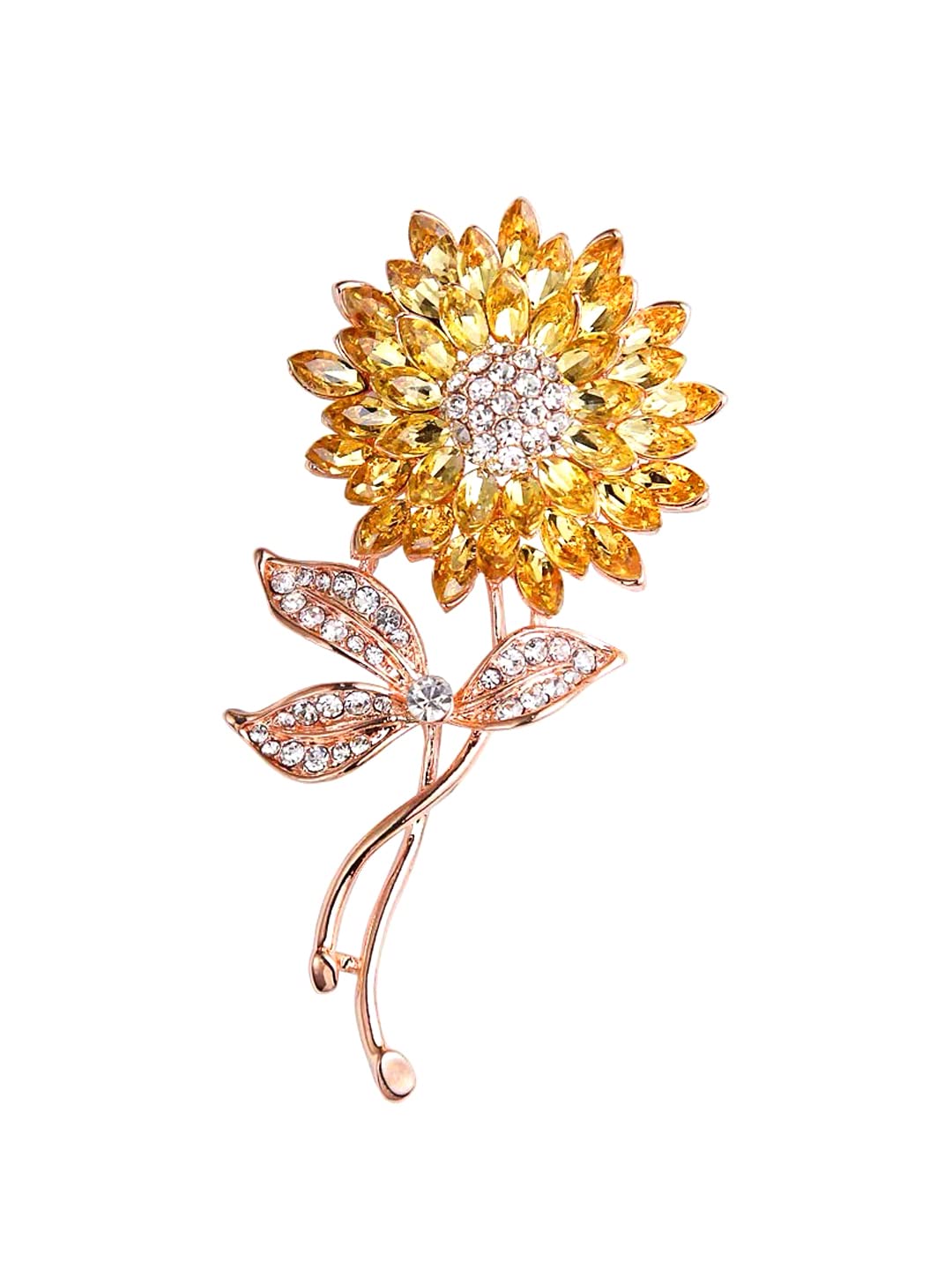 Yellow ChimesBrooch for Women Beautiful Shawl Sweater Clip Crystal Brooch for Women and Girls Valentine Gift for Girls