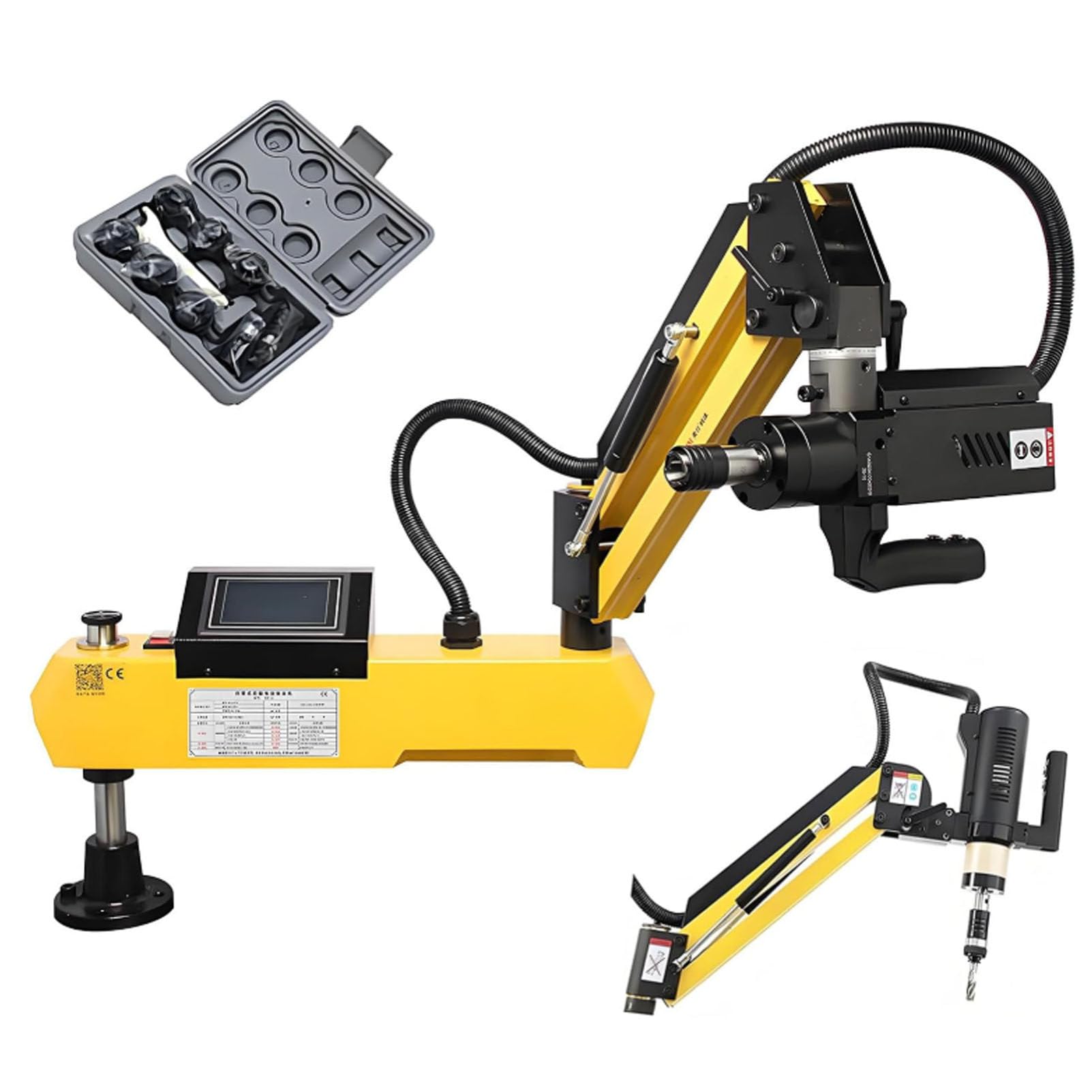 Máquina roscadora eléctrica, máquina de taladrado y roscado, roscadora neumática, máquina roscadora eléctrica universal multidireccional con pantalla táctil y brazo articulado para un taladrado M3M16