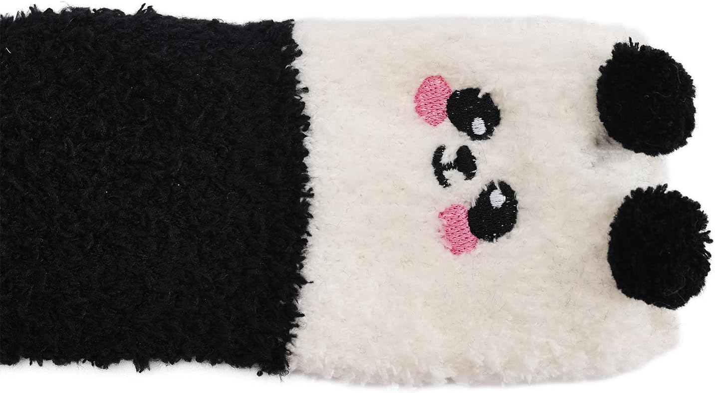 Thigh High Fuzzy Socks Cute Animal Coral Fleece Over the Knee Thigh High Long Stockings Warm Stripe