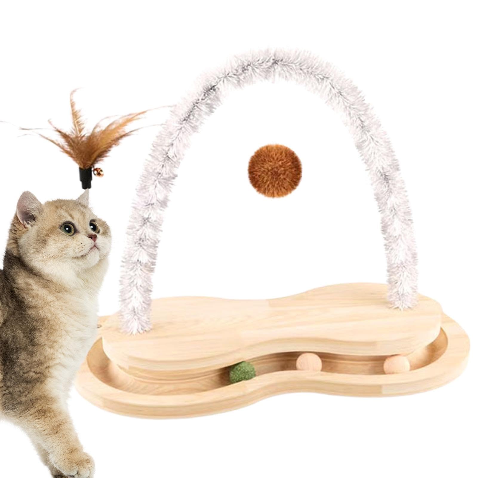 Griffoir pour chat anti-ennui avec arche de toilettage et balle suspendue pour protéger vos meubles