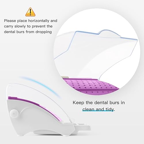 Miniatura 5 de Annhua Bur Blocks - Soporte para fresas de 142 agujeros con funda, organizador dental morado para fresas de alta velocidad de velocidad lenta