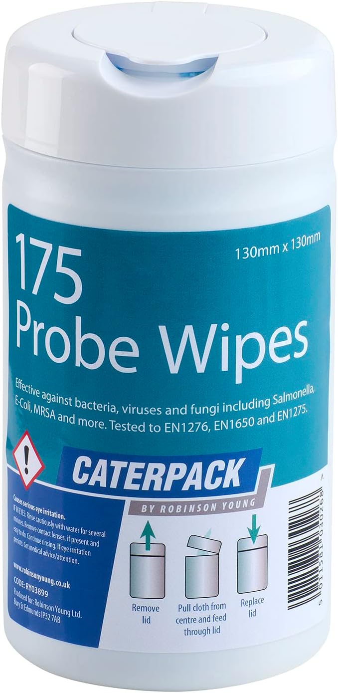 Caterpack by Robinson Young Probe Wipes 175 Pack, effective against a wide range of bacteria and viruses.