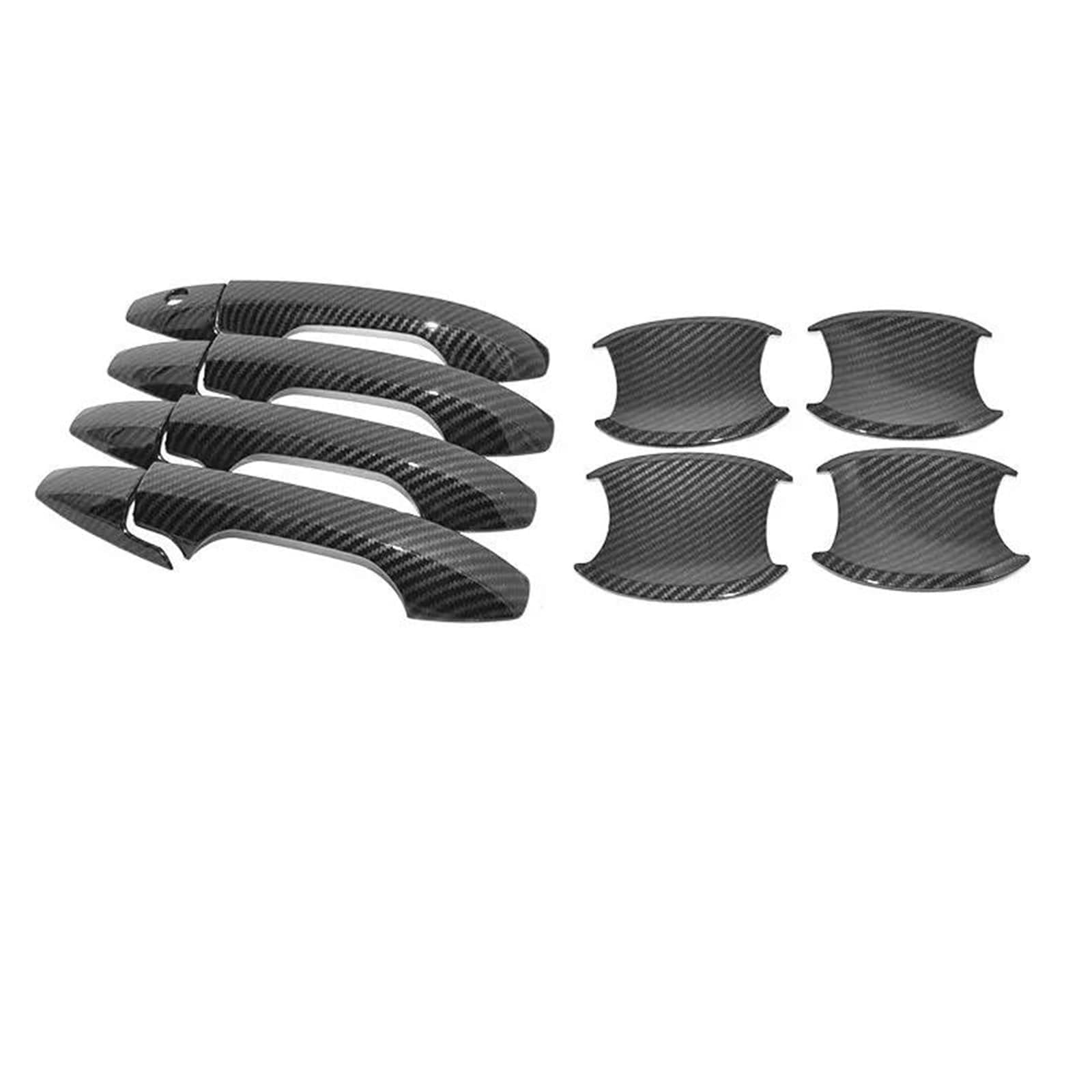 CSSPDM for CRV CR-V 2007-2011 Glossy Black Carbon Fiber Chrome Car Door Handle Cover Decor Trim Sticker Styling Accessories(Style6)