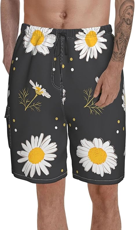 Amazon Co Jp ビーチパンツ 花柄 デイジー ハーフパンツ メンズ 水着 海水パンツ 海パン 速乾 スポーツショーツ 水陸両用 五分丈 サーフパンツ スイムパンツ 短パン サーフトランクス ゴムウェスト 半ズボン ポケット付き ホーム キッチン