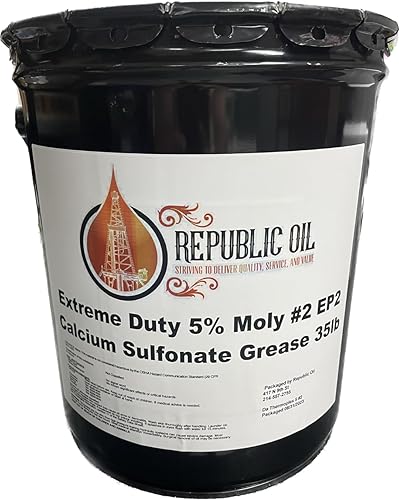 Republic Oil Extreme Duty 5% Moly Heavy Duty Grasa 35lb Grasa Moly 5% Moly Sulfonato de calcio EP2 #2 Moly resistente 35 libras Grasa de