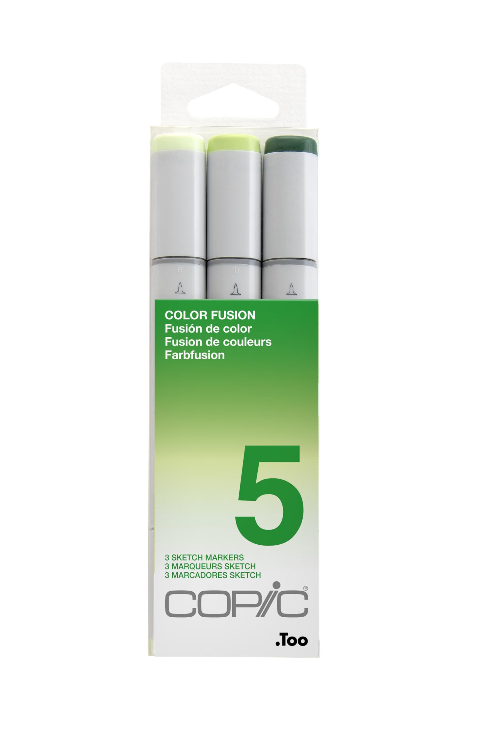 CopicSketch, Alcohol Markers, Dual Brush Tip Art Marker for Adults, Permanent Ultra Blendable Sketch Markers for Coloring Drawing & Illustration Art - 3pc Set, Color Fusion #5, Green