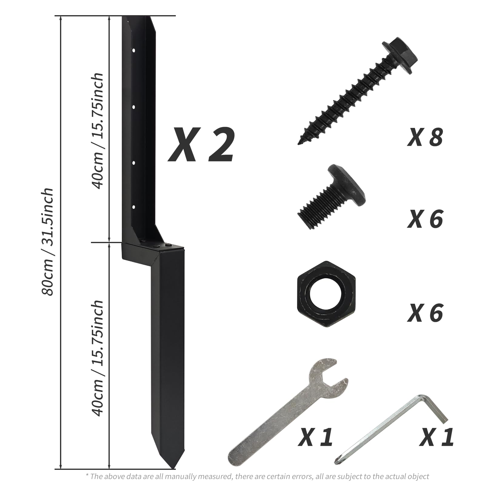 Juego de 2 estacas de reparación de postes de valla de acero resistente, estaca de tierra para postes de valla de madera inclinados o rotos, clavos de poste de valla de metal para un refuerzo y