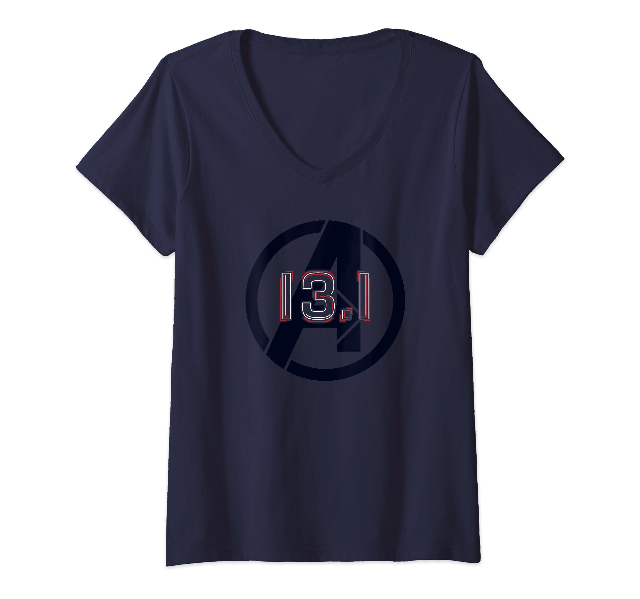 Marvel Avengers Classic 13.1 Marathon A Logo V-Neck T-Shirt