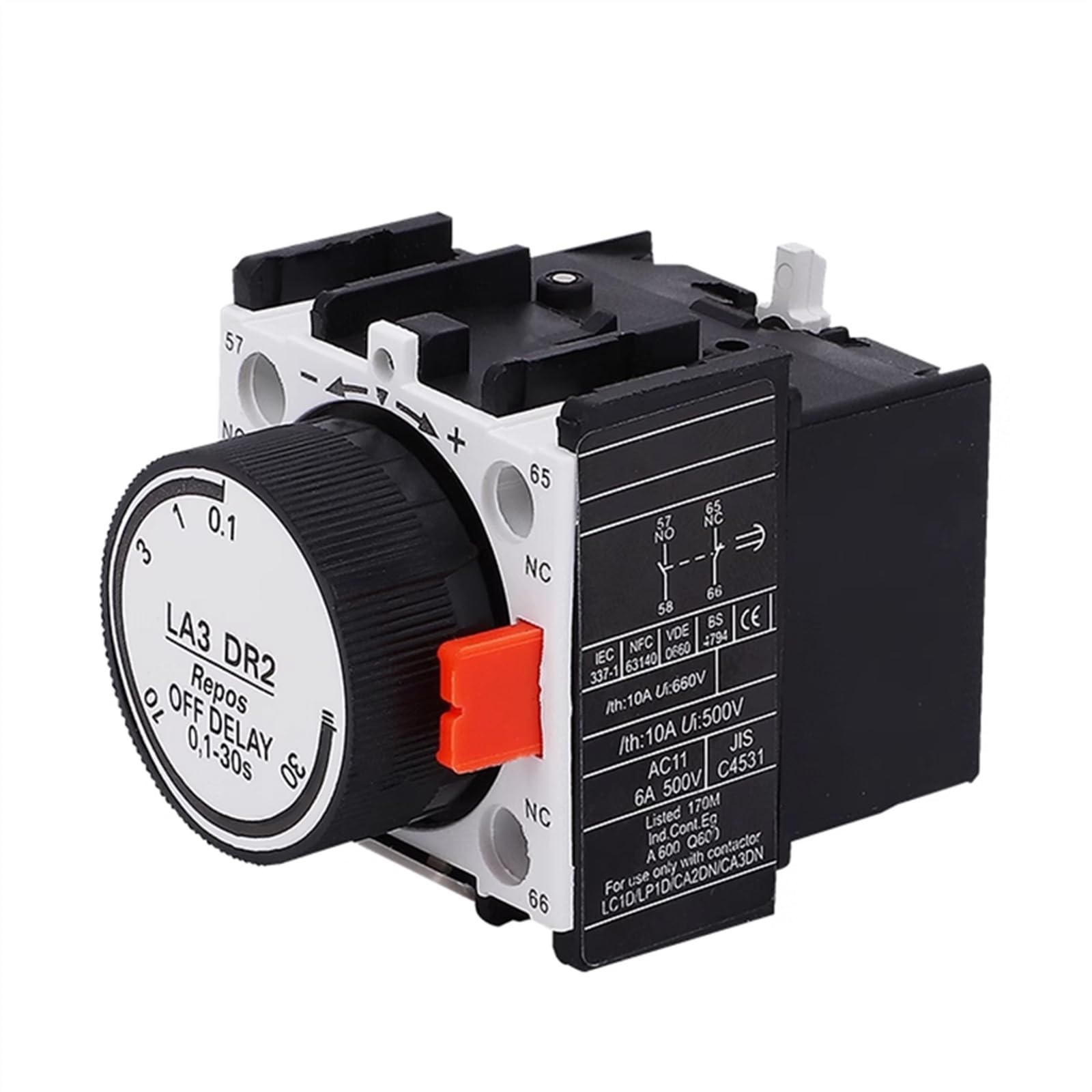 RCGKNNMUZ LA2-DT2 Contactor Delay Contact 0.1-30S LA2 DT0 LA3 DR0 LA3 DR4 LA3 DR2 LA DS2 Silver Contacts(La Ds2)