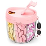 Cute Pill Dispenser with 7 Large Compartments, Portable Pill Bottle Organizer with Wide Opening for Easy Use, Anti-Mix Pill Organizer for Travel, BPA-Free Pill Container, Pink