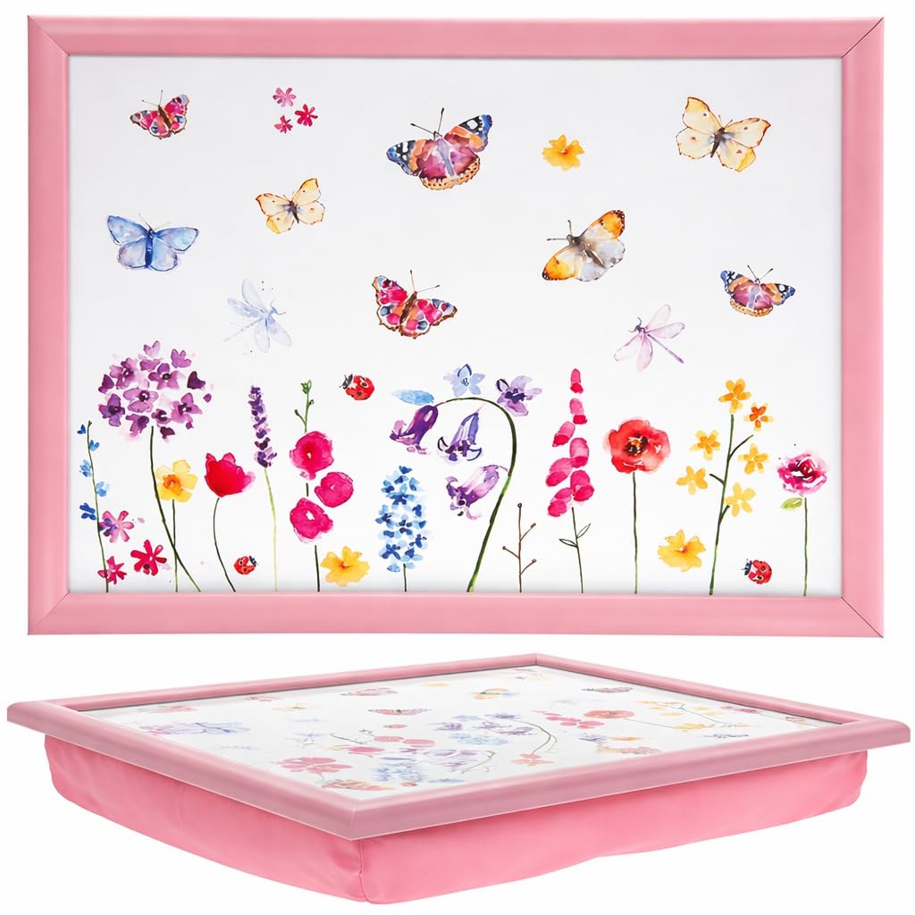 Tamersgifts Cushioned Laptrays Lap Tray TV Dinner Bean Bag Padded Cushion Gift (Butterfly Garden Laptray) โ image 1