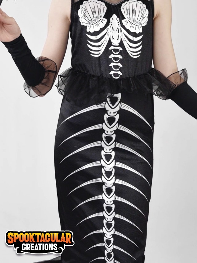 chinese dress ladies Black 1930s Mermaid Skeleton Spaghetti Straps Dress