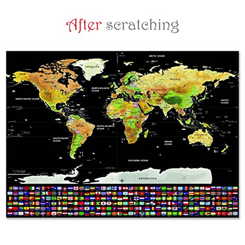 Mappa del Mondo da Grattare, con Bandiere | XXL