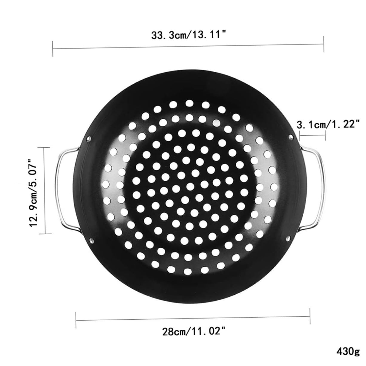 INOOMP Bandeja Para Hornear Wok Para Parrilla De Inoxidable Cesta Profesional Para Verduras Accesorio Para Barbacoa Para Asar Carne y Verduras La Parrilla