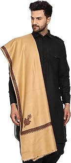 SWI WITH LABEL Men's Embroidered Fine Acrylic Shawl | Men's Shawl Inspired by intricate traditional Kashmiri embroidery work | Felicitation Shawl to honor chief guests