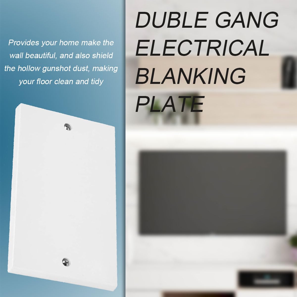 Plaques d'obturation à 2 gangs, paquet de 4, pour prises électriques, décoration maison