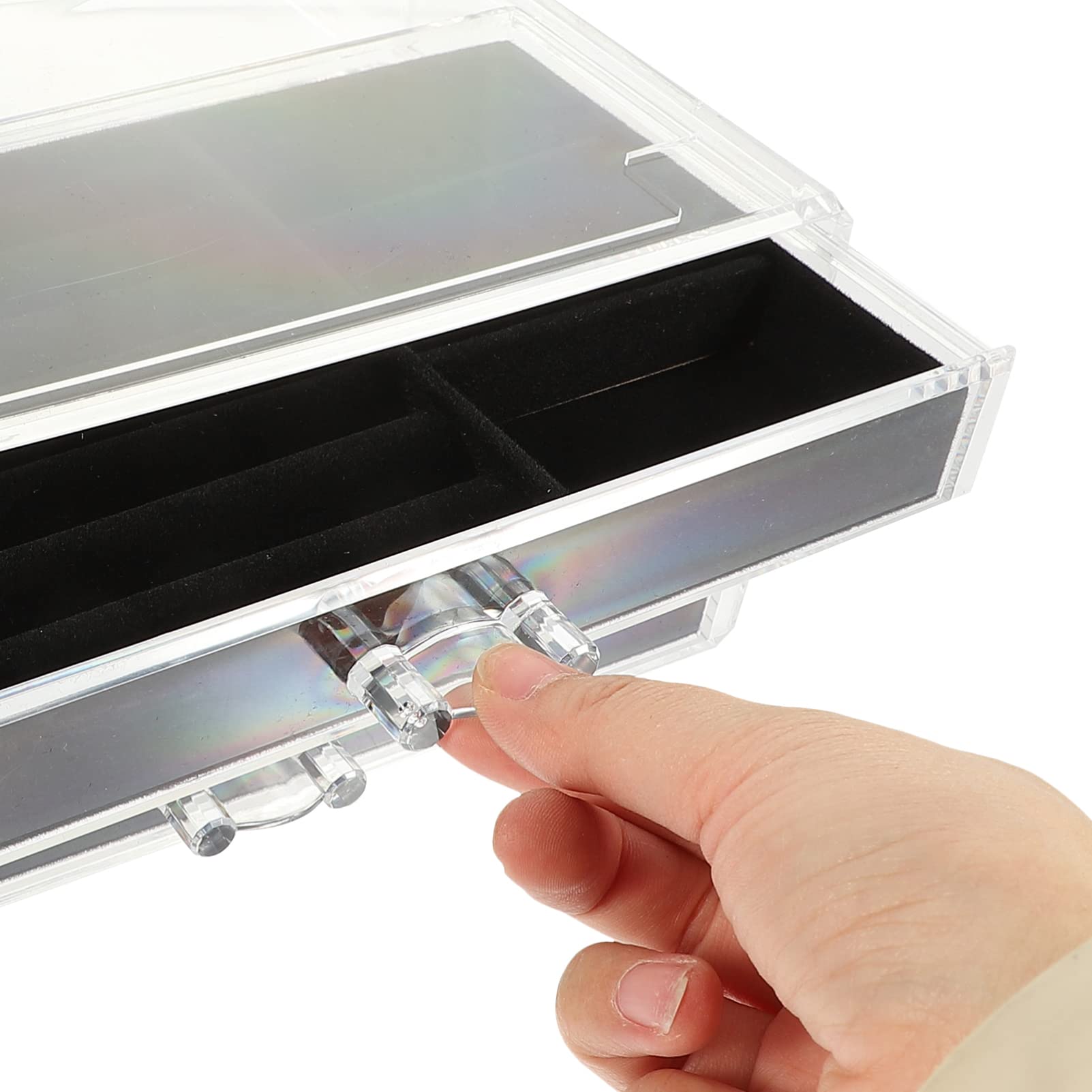ifundom Mehrschichtige Schmuckaufbewahrungsbox aus Acryl Organizer für Halsketten Ringe und Ohrringe Schmuckschatulle mit Fächern für Schreibtisch Tragbar und Fusselfrei