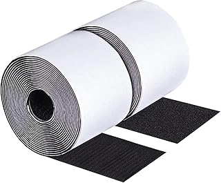 4 Inch x 18 Feet Black Hook and Loop Tape with Adhesive, Nylon Heavy Duty Hook and Loop Tape Strips, Non Slip Rug Grippers, Wall Adhesive Strips, Keep Couch Cushions from Sliding - Black