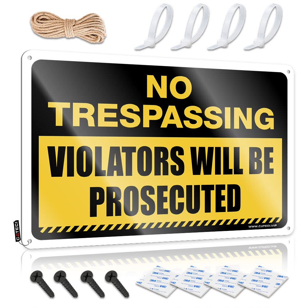 STWNVOITV Bar Sign Home Decor No Trespassing Violators Will Be Prosecuted Tin Sign Bar Funny Signs Man Cave Tin Sign(30X40CM)