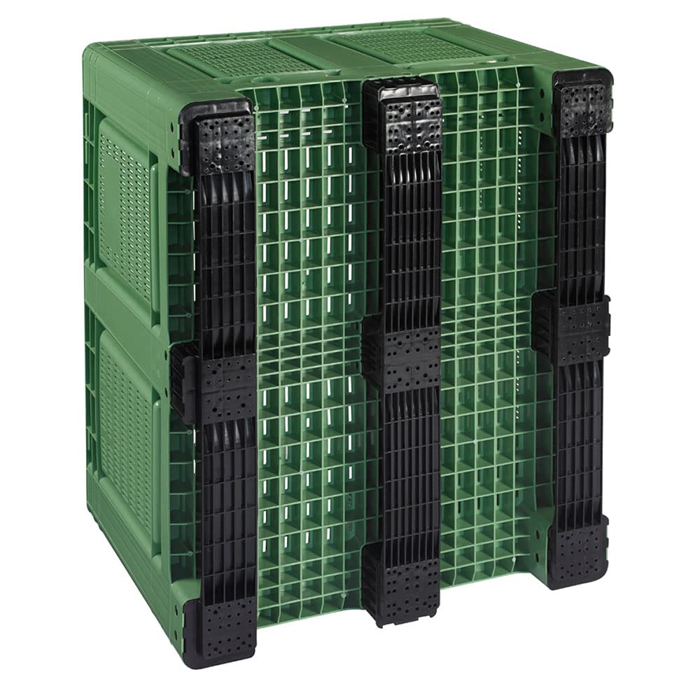 Logiplast 3 Stück Palettenboxen LxBxH: 1200 x 1000 x 790 mm perforiert mit 3 Kufen in grün